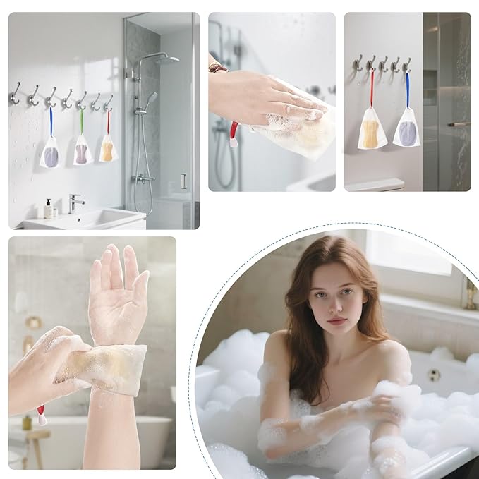 10PCS Mesh Soap Bag, Exfoliating Soap Saver Pouch, Foam Net Soap Saver, Soap Bag Soft for Shower with Drawstring