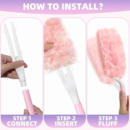 30 Count Duster Refills Compatible with Swiffer Handle, 360° Multi-Surface Duster Refills with 1 Handle, Dusters with 5X Microfibers for Cleaning Home, Furniture, Electronics, Office, Blinds