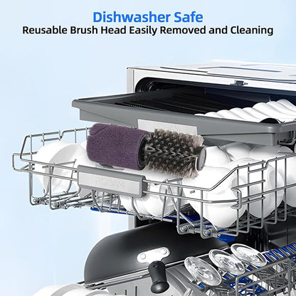 Upgraded Electric Grill Brush, Cordless Rechargeable Grill Cleaning Brush with Adjustable Angle, Stainless Steel Brush Head, 3-Speed Power, 90-Min Runtime, Waterproof Cleaner for BBQ Grates (Gray)