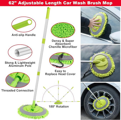 40Pcs Car Wash Cleaning Kit with Foam Gun Sprayer Detailing Brushes Wash Mop Windshield Cleaning Tool Tire Brush Towels Complete Interior Exterior Detailing Set for Car