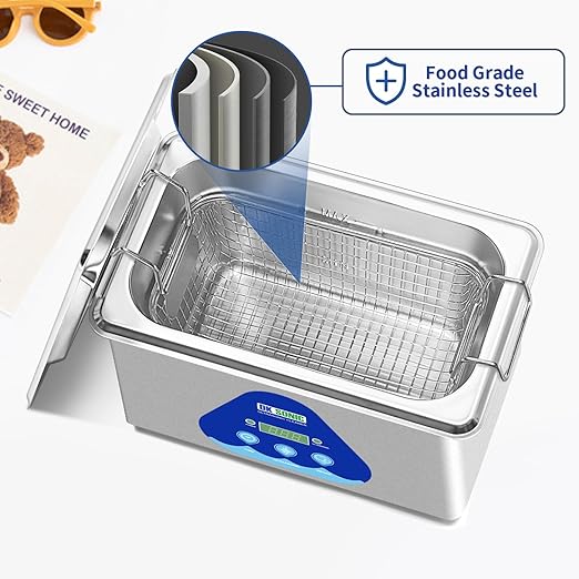 DK SONIC Ultrasonic Cleaning Machine-Ultrasonic Jewelry Cleaner with Digital Timer and Basket, Sonic Cleaner for Jewelry, Ring, Eyeglasses, Watchband, Coins (900ML, 110V)