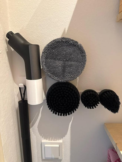 Wall Mount Holder for Hoto Wand Cordless Spin Scrubber, Space-Saving Tool Rack Storage Organizer, Hold Scrubber Accessible and Off Countertops | Keeps Bathroom & Kitchen Tools Neat (Black)