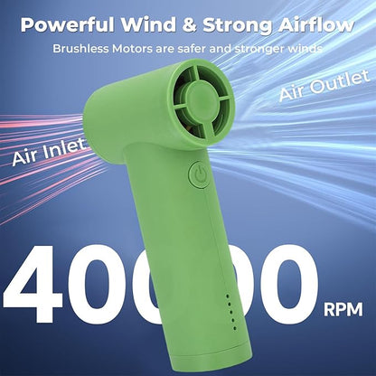 Naroote Compressed Air Duster, 40000RPM Cordless Air Blower, Mini Blower with 5 Speeds Adjustable Power & Type C Rechargeable 5000mAh, Ideal for Cleaning Keyboards, Computers & Cars (Green)