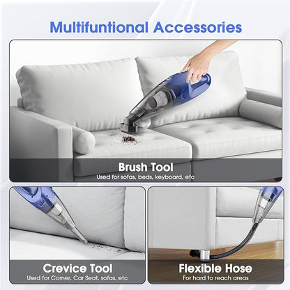 YOOHI Handheld Vacuum Cordless Rechargeable – 6000Pa Mini Hand Held Vacuum, LED Light, 20–25 Mins Runtime, USB Charging, 500ML Cup – Lightweight Small Vacuum Cleaner Cordless for Car/Office/Home