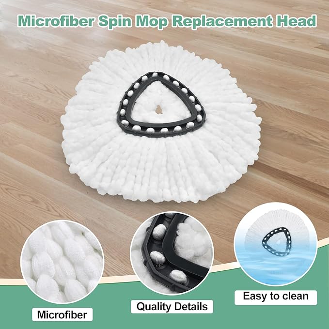 Mop Heads Replacements for Ocedar, Spin Mop Replacement for O-Cedar EasyWring 1 Tank System Mop Refills, Include 3 Pack Heads, 1 Scrub Brush & 1 Base Combo