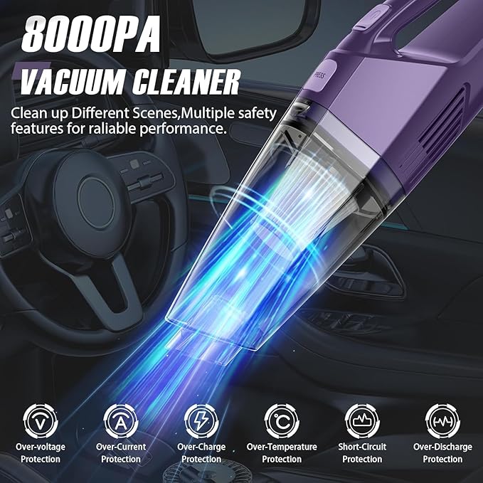 Handheld Vacuum Cordless — 3-In-1 Hand Held Vacuum Rechargeable With 8KPa Suction, Lightweight 1.7 Lbs Handheld Vac, Quick Dust Removal & Cleaning Tool With Accessories Storage For Car, Kitchen & Home