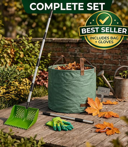 2-in-1 Pets Poop Scooper & Rake, Dog Pooer Scooper Set (Green)