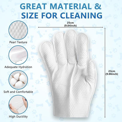 Pet Glove Wipes for Dogs (4Packs/24 PCS) Disposable pet Cleaning Towel, Thick, Odorless and Suitable for Daily Care, Cleaning and Caring for Dogs and Cats