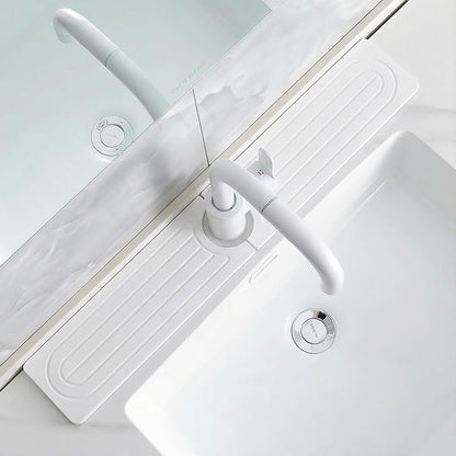 Faucet Mat for Kitchen Sink -Diatomite Stone Drying Mat for Kitchen Counter & Bathroom Sink,Quick-Dry Kitchen Sink Mat-Sink Protector & Splash Guard,Super Absorbent (White, 23.6" x 4")