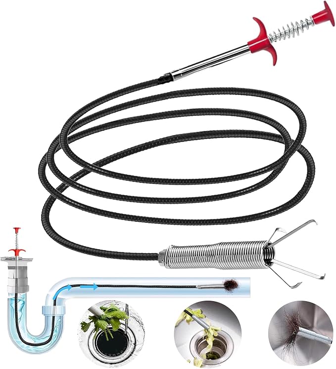 118" Flexible Grabber Claw Reacher Tool, Drain Clog Remover Drain Snake, Hair Clog Removal Tool for Kitchen Sink, Bathroom Bathtub and Toilet Drains