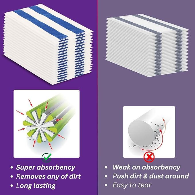 30 PCS Mopping Pad Refill for Wet Jet Mop,Multi-Surface Semi-Disposable Mop Pad Compatible with Swiffer Wetjet & All 10-11'',Thickned and Absorbent Wet Pads Refill
