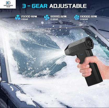 Electric Compressed Air Duster for Computers - 130,000 RPM High-Speed PC Cleaner - Portable Rechargeable Air Blower for Electronics, Keyboards, and Car Detailing - Includes 4 Nozzles