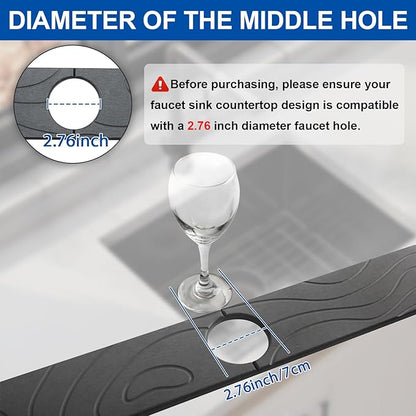 Faucet Mat for Kitchen Sink - Diatomite Quick Dry Sink Splash Guard, Super Absorbent, Kitchen Stone Sink Tray, Faucet Splash Guard for Bathroom Counter (23.62 * 3.93")
