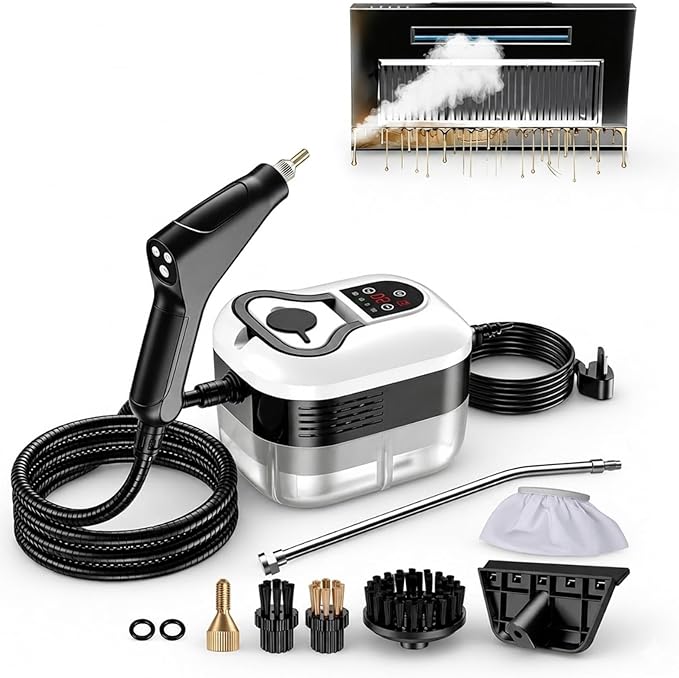 2500w Handheld High-Temperature Pressurized Steam Cleaner, 6 Adjustable handheld high pressure steam cleaner portable, 4.5 Bar High-Pressure, for Kitchen, Bathroom, Windows, Car (White)