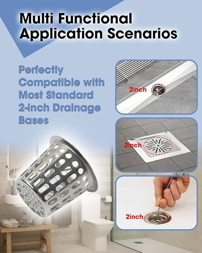1 Pc Debris and Hair Strainer for Shower Drains Floor Drain, 2 Inch Stainless Steel Debris Basket Hair Trap Catcher with 1 Lifting Hook, Concave Type