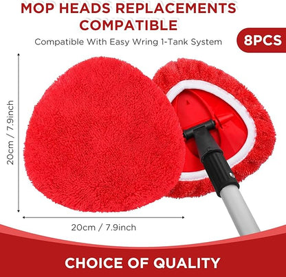 Baderke 8 Pack Microfiber Mop Heads Replacements Microfiber Spin Mop Replace Heads Reusable Refills Pads Duster Replace Washable Cleaning Cloths Scrubber Dust Refills for Floor Cleaning (Red)