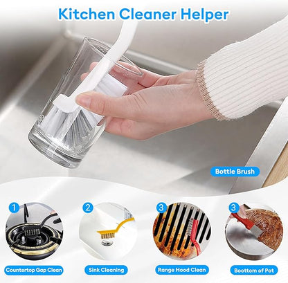 Crevice Cleaning Brush, Thin Hard Bristle Crevice Cleaning Tool Supplies for Tight Place, 12Pcs Small Household Use Cleaning Set for Kitchen, Gout, Gap, Corner, Window Track, Cup, Teapot, Bottle