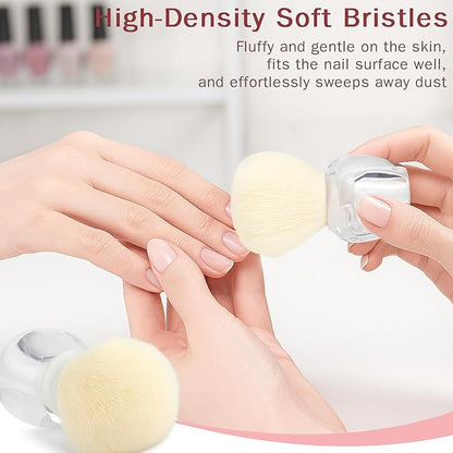 Soft Transparent Nail Dust Powder Remover Brush – Kabuki Style Cleaner for Acrylic & Gel Nail Art（2pcs)