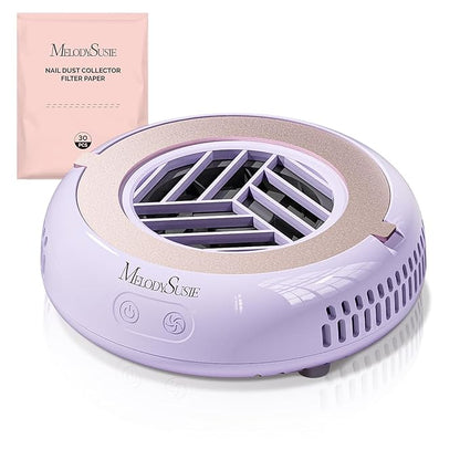 MelodySusie PocketSized Nail Dust Collector with Lightweight Design,HProA 6000RPM Ultra-Small Nail Vacuum Fan with 3 Suction Modes and 30 Disposable Filter Papers for Beginner & Daily Nail Care,Purple