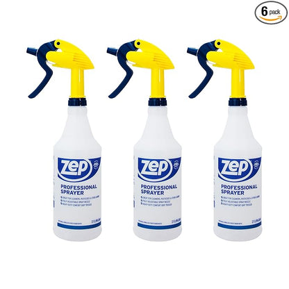 Zep Professional Sprayer Bottle – Fine Mist up to a 30-Foot Stream - (Case of 6) 32 oz.-Versatile Adjustable Nozzle Spray Bottles with a Fine Mist or Powerful Spray, Refillable for Diluted Concentrate