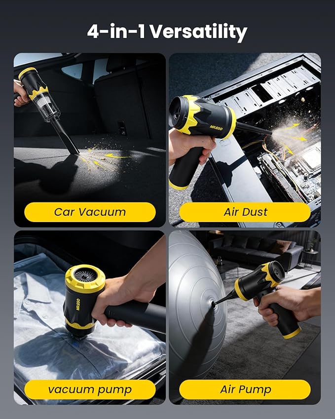 Mr.ego Handheld Car Vacuum Portable Cordless, 18500Pa High Power Vacuum Cleaner and Air Duster, 4-in-1 Mini Vacuum with Multi-Nozzles for Small Jobs, Car, Home, Desk, Keyboards (Black)