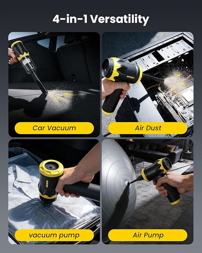 Mr.ego Handheld Car Vacuum Portable Cordless, 18500Pa High Power Vacuum Cleaner and Air Duster, 4-in-1 Mini Vacuum with Multi-Nozzles for Small Jobs, Car, Home, Desk, Keyboards (Black)