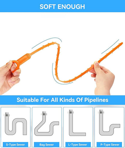 6 Pack Drain Clog Remover - Flexible Drain Snake for Effective Cleaning Hair and Debris in Sink or Bathtub, 20 Inch