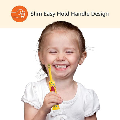 Amazon Basics Kids Electric Toothbrush, Battery Powered, Soft Bristles, Oscillating Brush Head, Ages 4+, 2 Count, 1-Pack (Previously Solimo)