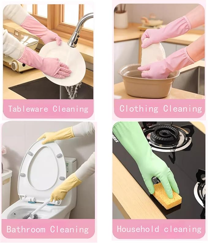 Dishwashing gloves Medium rubber dish gloves for women cleaning 3 Pairs pvc Kitchen Cleaning Glove Reusable