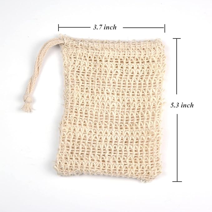 Soap Bag,5 Packs Bar Saver Pouch,Sisal Soap Saver Bag Mesh for Exfoliating, Shower,Scrubber