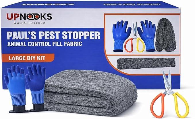 Fill Fabric Rust Proof Stainless Steel Wool Poly Fiber, Large DIY Kit, 1 4in. x 5ft. Roll, Quality Gloves, and Quality Scissors Fill Gaps/Holes