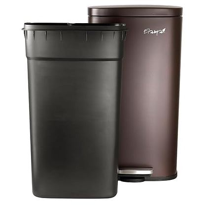 Elama Kitchen, Home and Office Versatile Step Trash/Recycling Bin with Slow Close Mechanism (3 Piece 7.9 Gallon + 2 x's 1.32 Gallons Bronze)