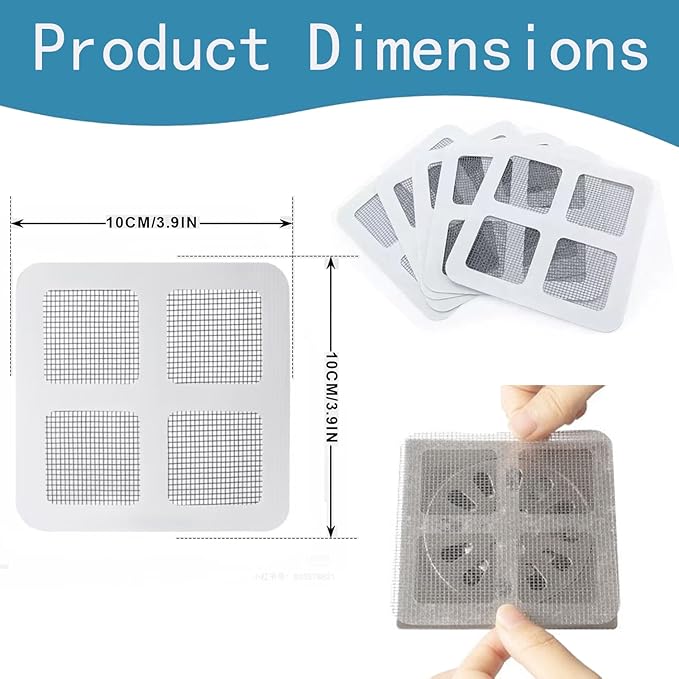 Disposable Hair Catcher Shower Drain Cover Bathroom Strainer Stickers Dog Hair Catcher Cover for Showers bathtubs，mesh Filter Sink Strainer Stickers 60pcs 3.9 x 3.9 Inch
