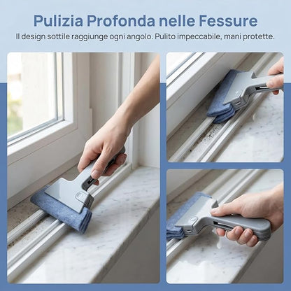 Window Track Cleaner,Multi Purpose Grooves Cleaning Brush for Window lides Gaps Tile Lines Shutter Car Vents,Window Groove Cleaning Brush Tools Set (Blue)