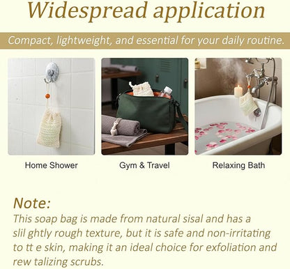 5 Pcs Soap Bar Bags Natural Sisal Bar Soap Sock Saver Net Loofah Pouch Exfoliating Foaming Mesh Quick-Drying Net for Shower