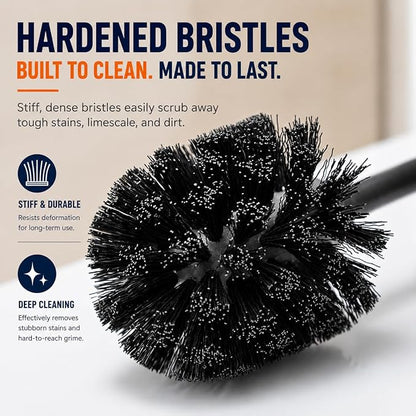 HUJI Rust Resistant Bronze Toilet Brush Holder with Lid Perfect Bathroom Bowl Cleaning Set Gift for House Warming or College Dorms Accessories (1, Bronze Toilet Brush)