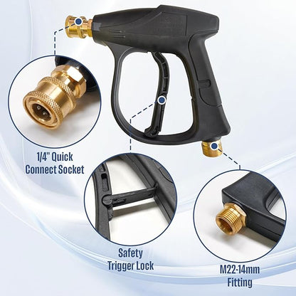 Foam Cannon Dual Connector for Pressure Washer, Double Tip Attachment for Soap Cannon, Pressure Washer Gun and 7 Power Washer Sprayer Nozzles Tips for Car Wash Kit