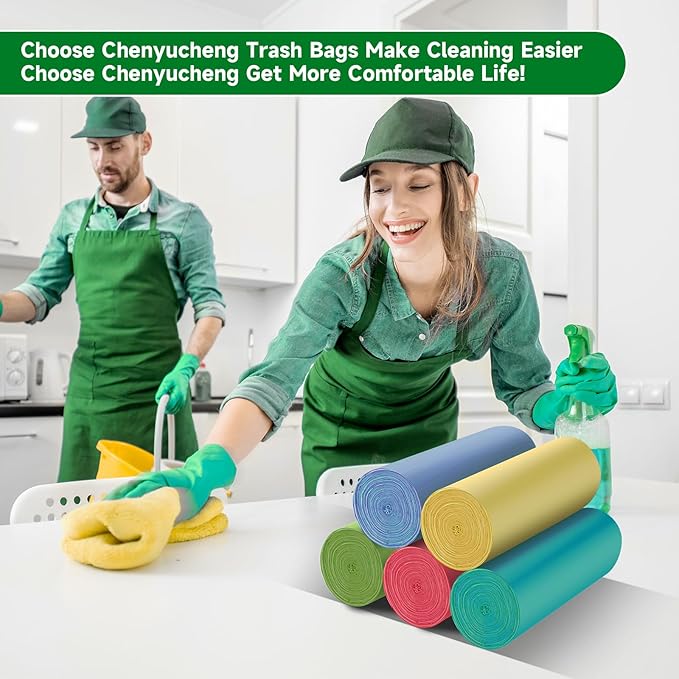 Small Bathroom Trash Bags 4 Gallon - Colorful Mini Garbage Bags 100 Count 4 Gal 15 Liter Waste Basket Liners For Kitchen Office Car Biodegradable Unscented Strong Thick Chenyucheng