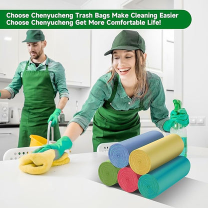 1.6 Gallon Small Trash Bags For Bathroom - Colorful Mini Garbage Bags （Fit 1.3-1.5Gal）Biodegradable 100 Count 6 Liter Unscented Tiny Waste Basket Liners Kitchen Office Car Chenyucheng