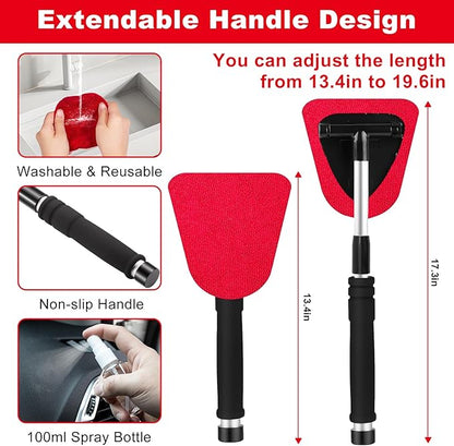 Windshield Cleaner Tool, 17Pcs Red Car Interior Cleaning Kit, Car Detailing Kit Interior Cleaner, Car Detailing Brushes, Car Cleaning Gel, Inside Cleaning Supplies Accessories for Women Girls