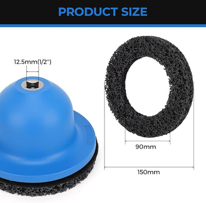 Professional Wheel Hub Grinder Resurfacing Cleaning Kit, Wheel Hub Grinder Ball Head Car Cup Brush Cleaning Set, 1500rpm, 90mm ID 150mm OD for RV Truck Tire Change, Hub & Rim Removal Tool