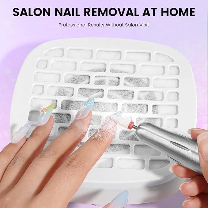 Nail Drill with Dust Collector Kit: 20000RPM Professional Electric Nail File for Acrylic Gel Removal, Manicure Pedicure Polishing, Complete Nail Tool Set in Cosmetic Bag for Home Beginners (Silver)