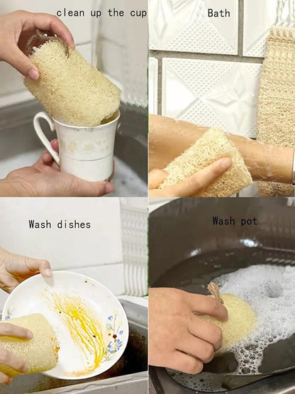 Natural Organic Loofah Sponge, Bath Body Scrubbers Loofa for Men and Women, Exfoliating Body Back Scrubber,Shower Loofah，wash Dishes, wash Cups