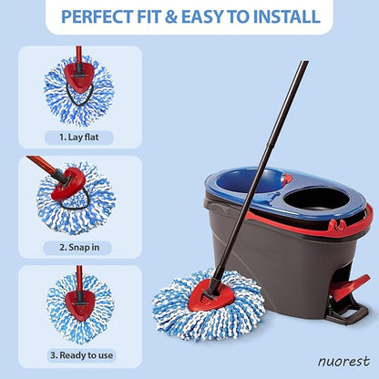 Nuorest Spin Mop Replacement Heads, Microfiber Mop Refills, Easy to Replace (6 Heads)