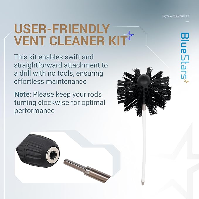 Upgraded 30 Feet Dryer Vent Cleaner Kit with Drill Attachment - Extendable Dryer Vent Cleaner Kit with Brush & 22 Detachable Rods - Compatible with Most Vacuum Cleaner