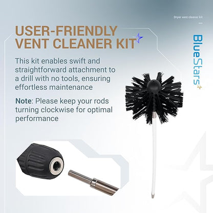 Upgraded 30 Feet Dryer Vent Cleaner Kit with Drill Attachment - Extendable Dryer Vent Cleaner Kit with Brush & 22 Detachable Rods - Compatible with Most Vacuum Cleaner