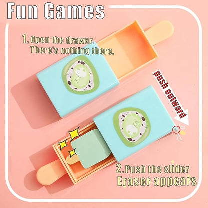 4pcs - Popsicle Shaped Fun Magic Box Eraser Cute Cartoon Ice Cream Chip Eraser-Fun erasers (4 Pieces)