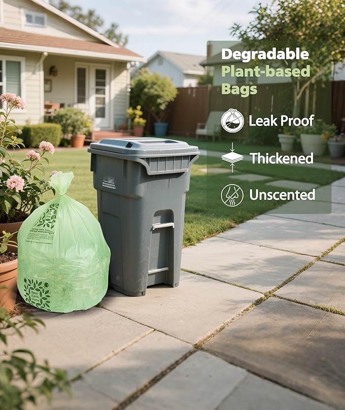 Compost bags 13 gallon 60 Packs, Large Compostable Trash Bags，AYOTEE Biodegradable Trash Bag 13 gallon,Thicked Tall kitchen Garbage Bag Unscented