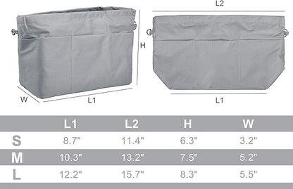 Vercord Handbag Purse Tote Pocketbook Organizer Insert Zipper Closure 11 Pockets 3 Sizes Many Colors