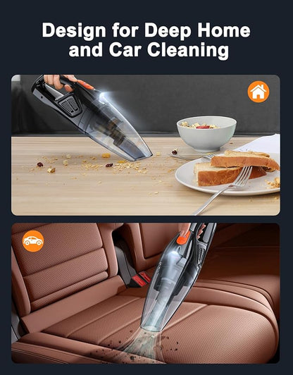 Handheld Vacuum Cordless Rechargeable 9KPA - [2H Fast Charging Dock] Portable Car Vacuum Cleaner High Power Suction with LED Light, 2 HEPA Filters, Dust Busters Wet Dry for Home/Car/Office/Pet